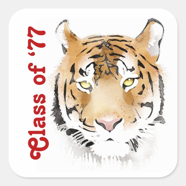Sticker Carré Tiger Tiger Tiger Tige Aquarelle Animal Texte Pers (Devant)