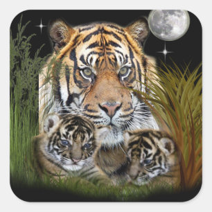 Sticker Carré Tigre