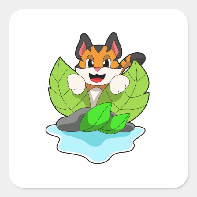 Sticker Carré Tigre à la chasse (Devant)