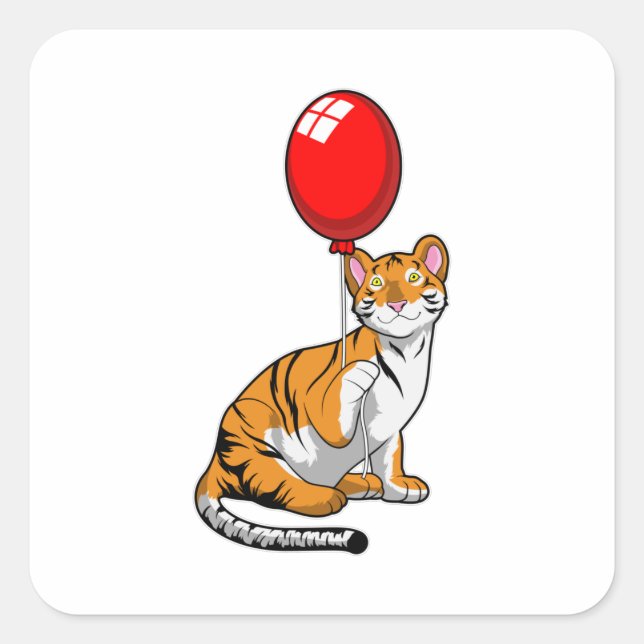Sticker Carré Tigre avec ballon (Devant)