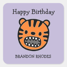 Tigre brun mignon visage violet