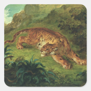 Sticker Carré Tigre et serpent, 1858
