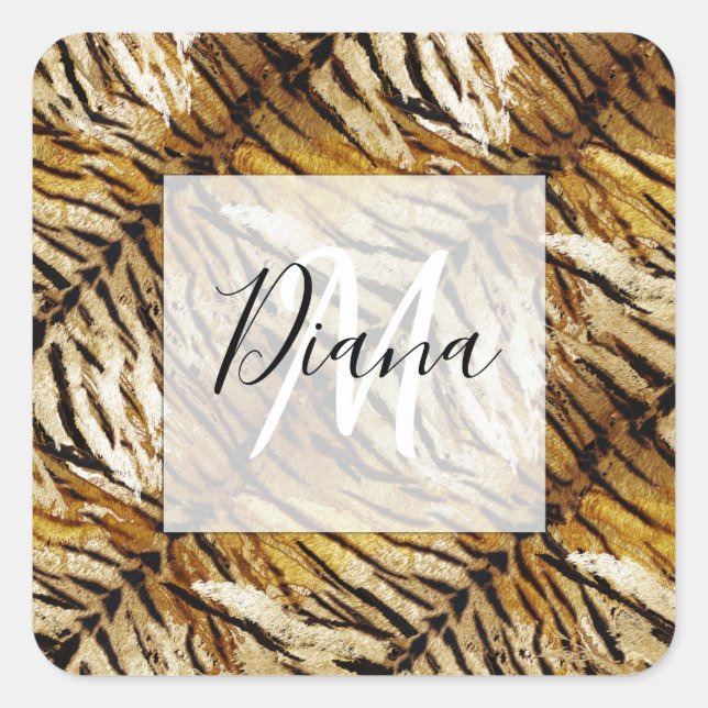 Sticker Carré Tigre skin, stylish, tigre, striped, animal print (Devant)