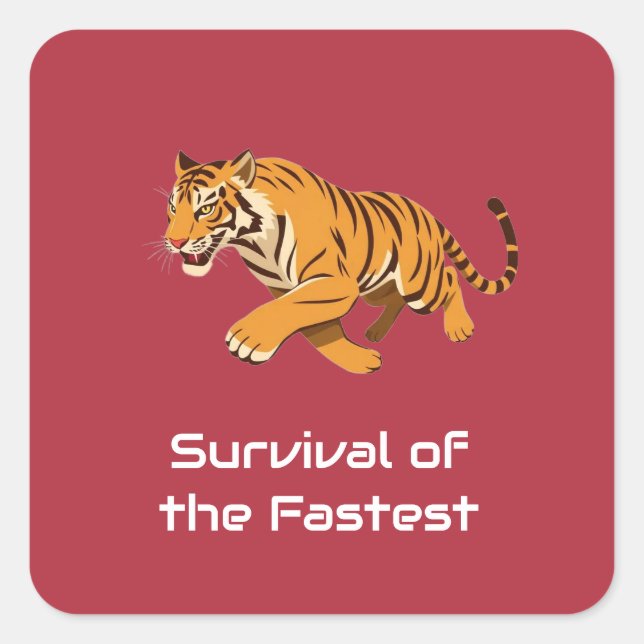 Sticker Carré Tigre – Survie du plus rapide (Devant)