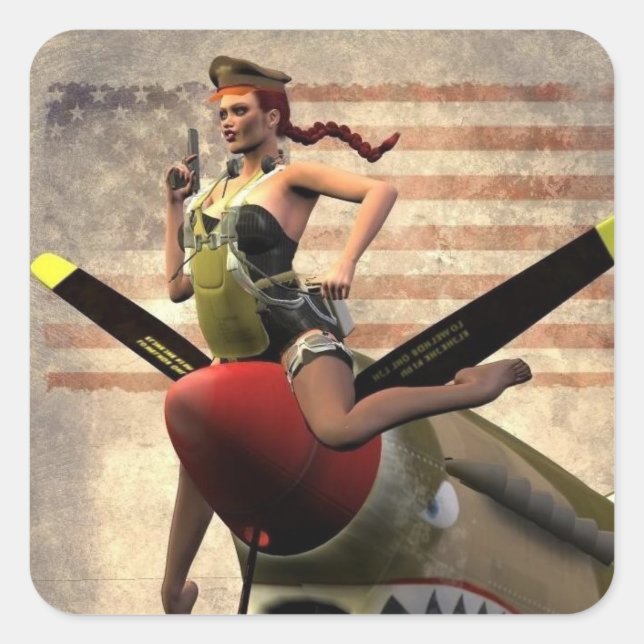 Sticker Carré Tigre volant (Devant)