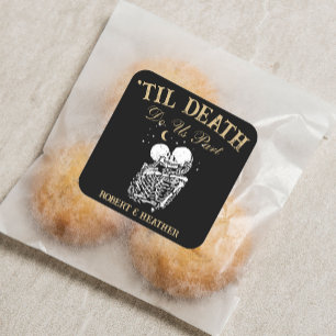 Sticker Carré Til Death Skeleton Lots Tarot Card Goth Mariage