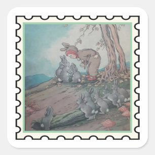 Sticker Carré Timbre d'art de la comptine Baby Bunting