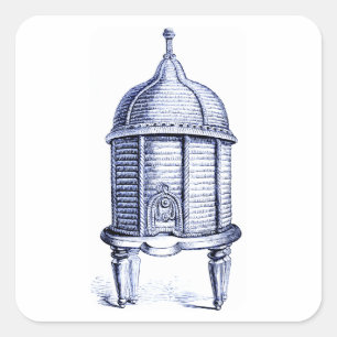 Sticker Carré Tinte bleue de la ruche vintage