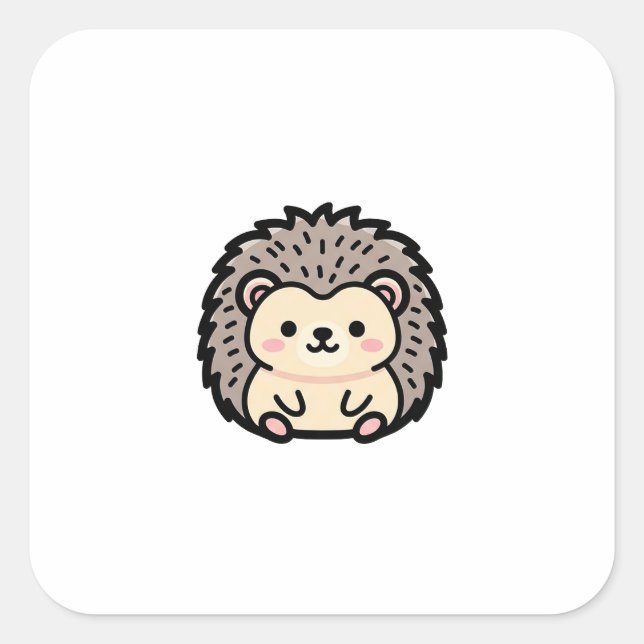 Sticker Carré Tiny Hedgehog – Cute Kawaii Illustration (Devant)