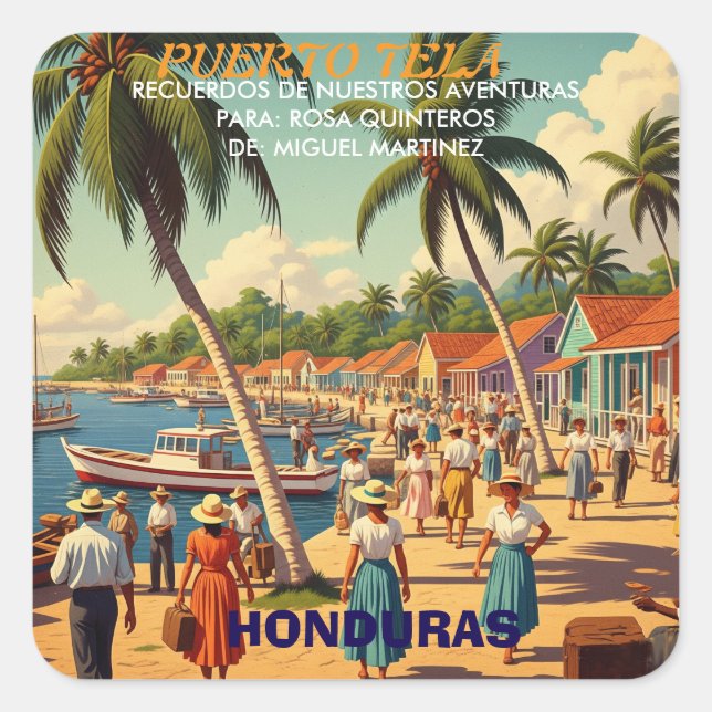 Sticker Carré  tipo chapa PUERTO DE TELA (Devant)