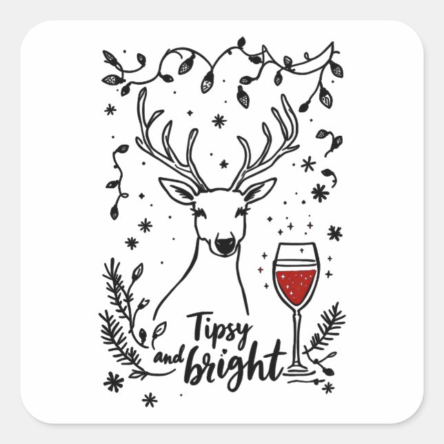 Sticker Carré Tipsy et Bright Deer (Devant)