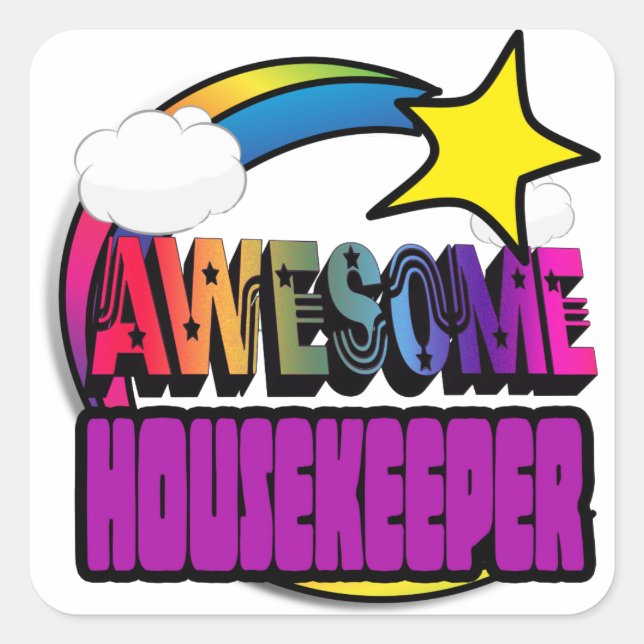 Sticker Carré Tir Star Arc-en-ciel Awesome Housekeeper (Devant)