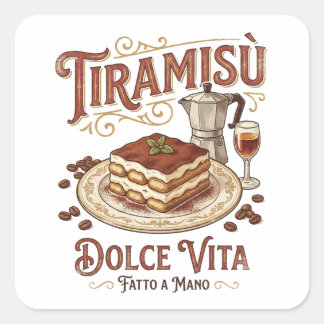 Sticker Carré Tiramisu Dolce Vita Dessert Italien