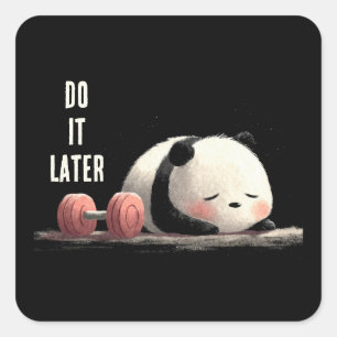 Sticker Carré Tired Panda Gym – Dessins de sport drôles et migno