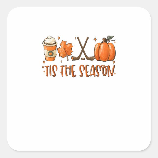 Sticker Carré Tis The Season Pumpkin Latte Fall Leaves Thanksgiv (Devant)