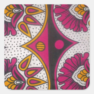 Sticker Carré Tissu africain coloré Motif Art Print