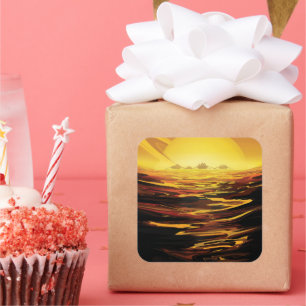 Sticker Carré Titan la plus grande lune de la planète Saturne