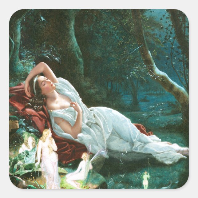 Sticker Carré Titania Dormir au clair de lune - Simmons Art (Devant)