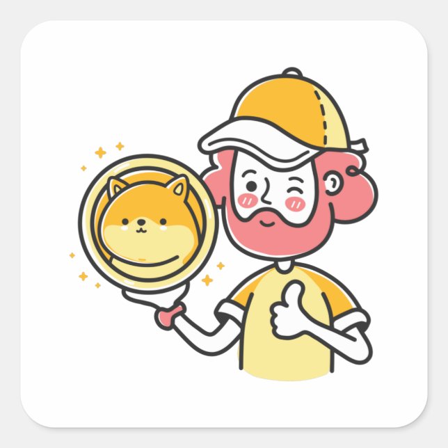 Sticker Carré Titulaire de Shiba Inu (Devant)