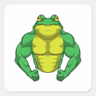 Sticker Carré Toad en Bodybuilder avec de grands Muscles