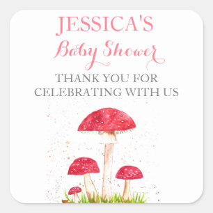 Sticker Carré Toadstool Champignon Aquarelle Baby shower mou