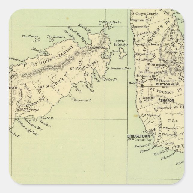Sticker Carré Tobago Barbade (Devant)