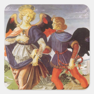Sticker Carré Tobias et l'Ange par Andrea del Verrocchio