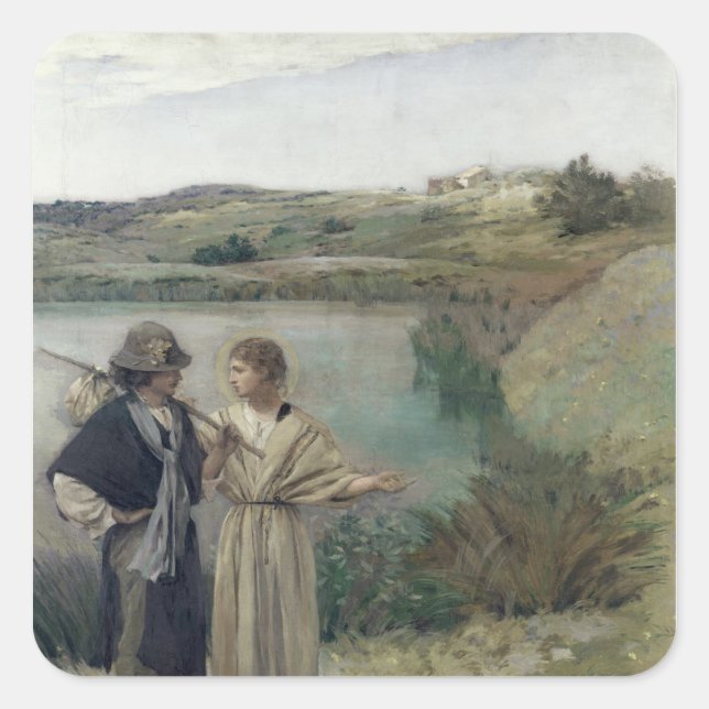 Sticker Carré Tobias et l'Archangel Raphael (Devant)