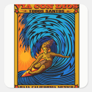 STICKER CARRÉ TODOS SANTOS SURF BAJA MEXICO