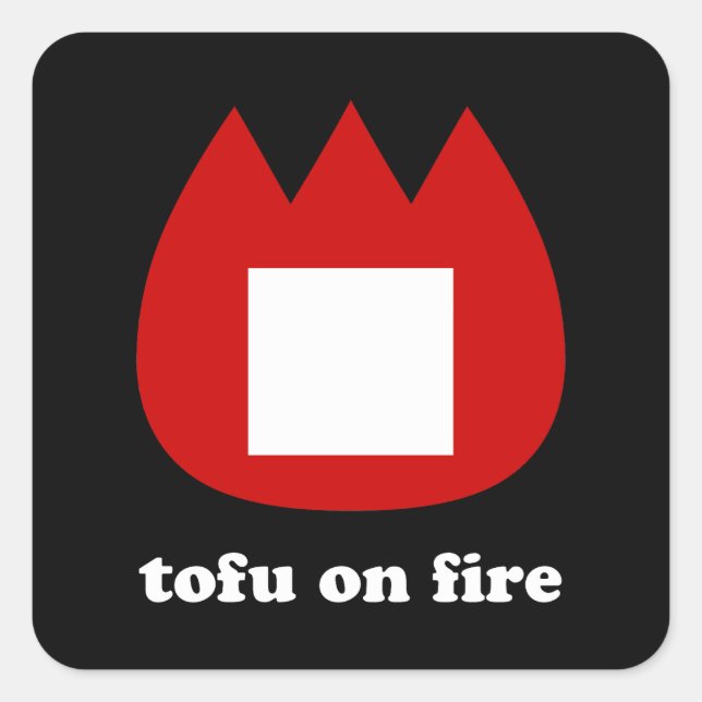 Sticker Carré 📛 tofu en feu (Devant)