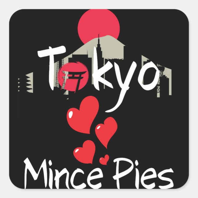 Sticker Carré Tokyo aime Mince Pies Ville (Devant)
