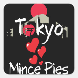 Sticker Carré Tokyo aime Mince Pies Ville