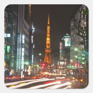 Sticker Carré Tokyo, Japon. La tour de Tokyo est un moyen de com