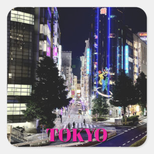 Sticker Carré Tokyo Japon Lumières au Néon la Nuit