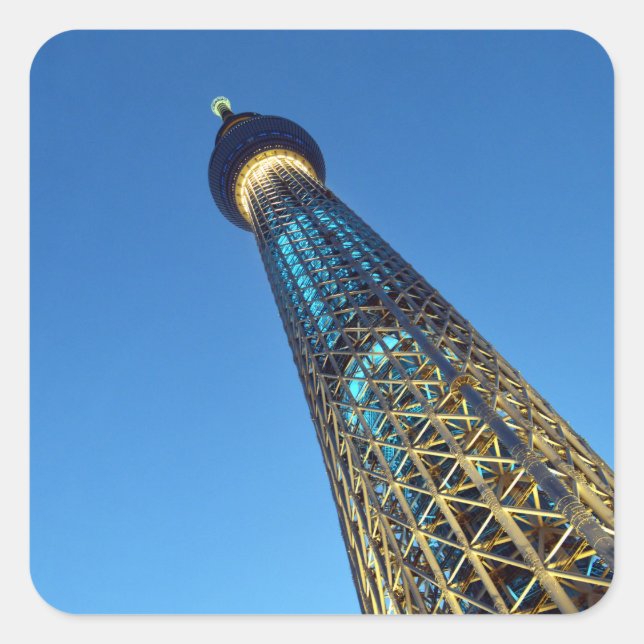 Sticker Carré Tokyo Skytree bleu cool : Japon (Devant)