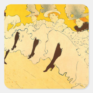 Sticker Carré Tolouse Lautrec Danseuses Filles Jaune