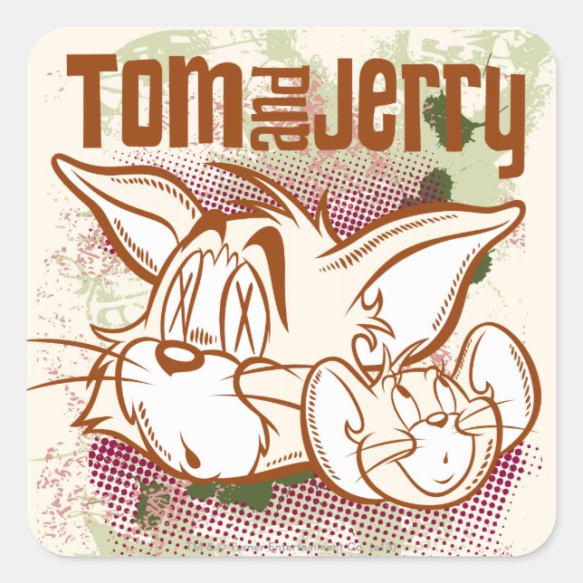 Sticker Carré Tom and Jerry Brown and Green (Devant)