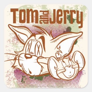 Sticker Carré Tom and Jerry Brown and Green
