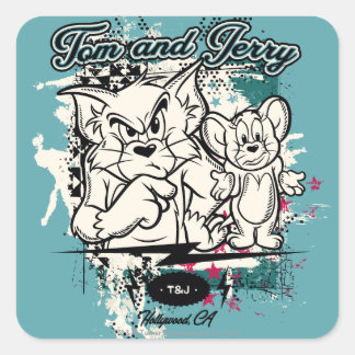 Sticker Carré Tom et Jerry Hollywood CA
