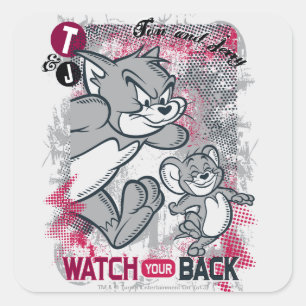 Sticker Carré Tom et Jerry Regardez votre dos