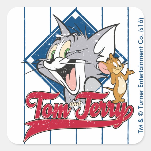 Sticker Carré Tom Et Jerry | Tom Et Jerry Sur Diamant De Basebal (Devant)