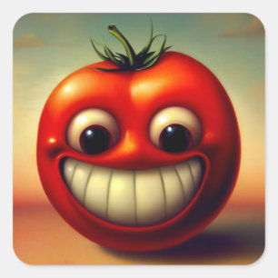 Sticker Carré Tomate gaie