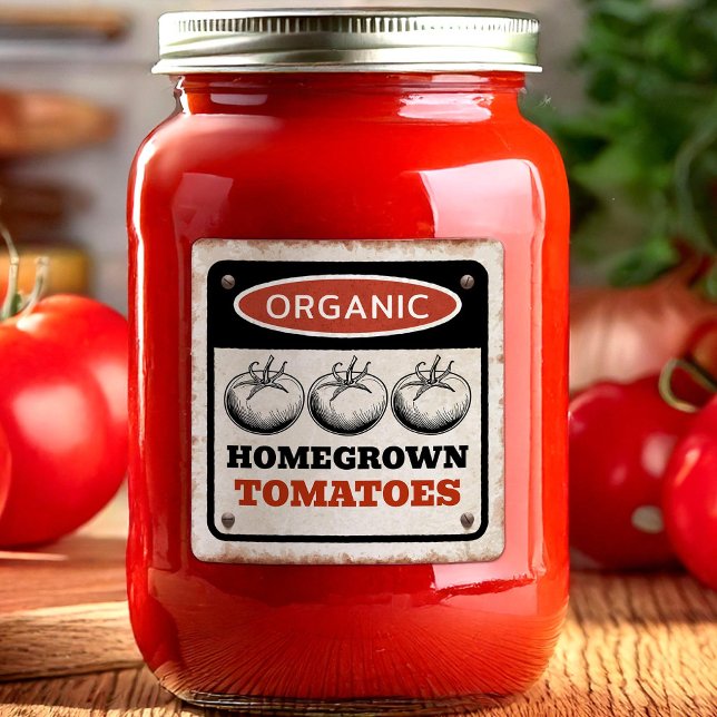 Sticker Carré Tomates cultivés avec fond rouillé (Créateur téléchargé)