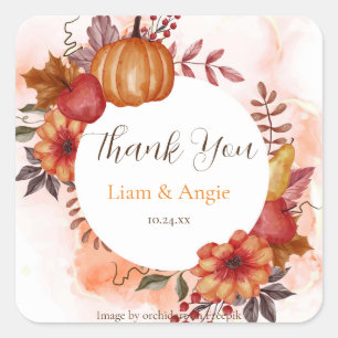Sticker Carré Tombez Amoureux Mariage Engagement Citrouille Auto