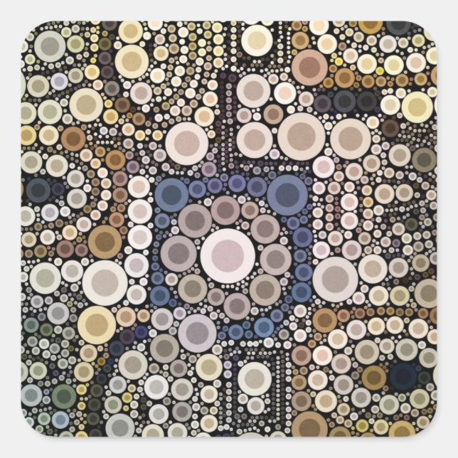 Sticker Carré Tons Terre Cercles Concentrés Mosaïque Motif (Devant)