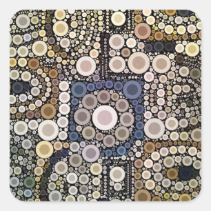 Sticker Carré Tons Terre Cercles Concentrés Mosaïque Motif
