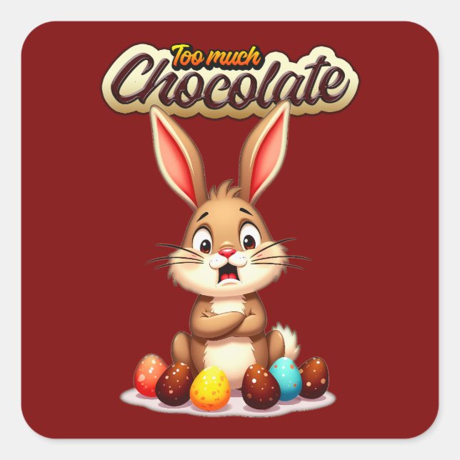 Sticker Carré Too Much Chocolate – Funny Easter - Autocolante (Devant)