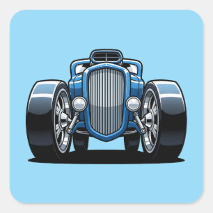 Sticker Carré Toon Hotrod Art 