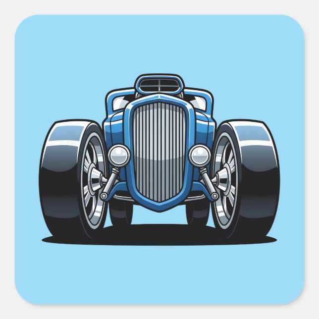 Sticker Carré Toon Hotrod Art  (Devant)