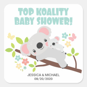 Sticker Carré Top Koality Koala Baby shower de maman mignonne et